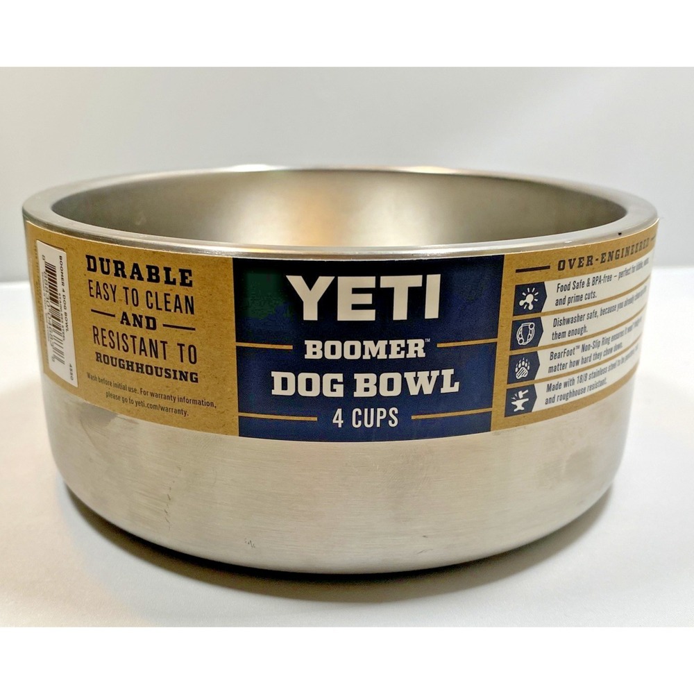 YETI Dog Bowl Boomer 4 Cup STAINLESS STEEL SILVER NEW FLAW READ!